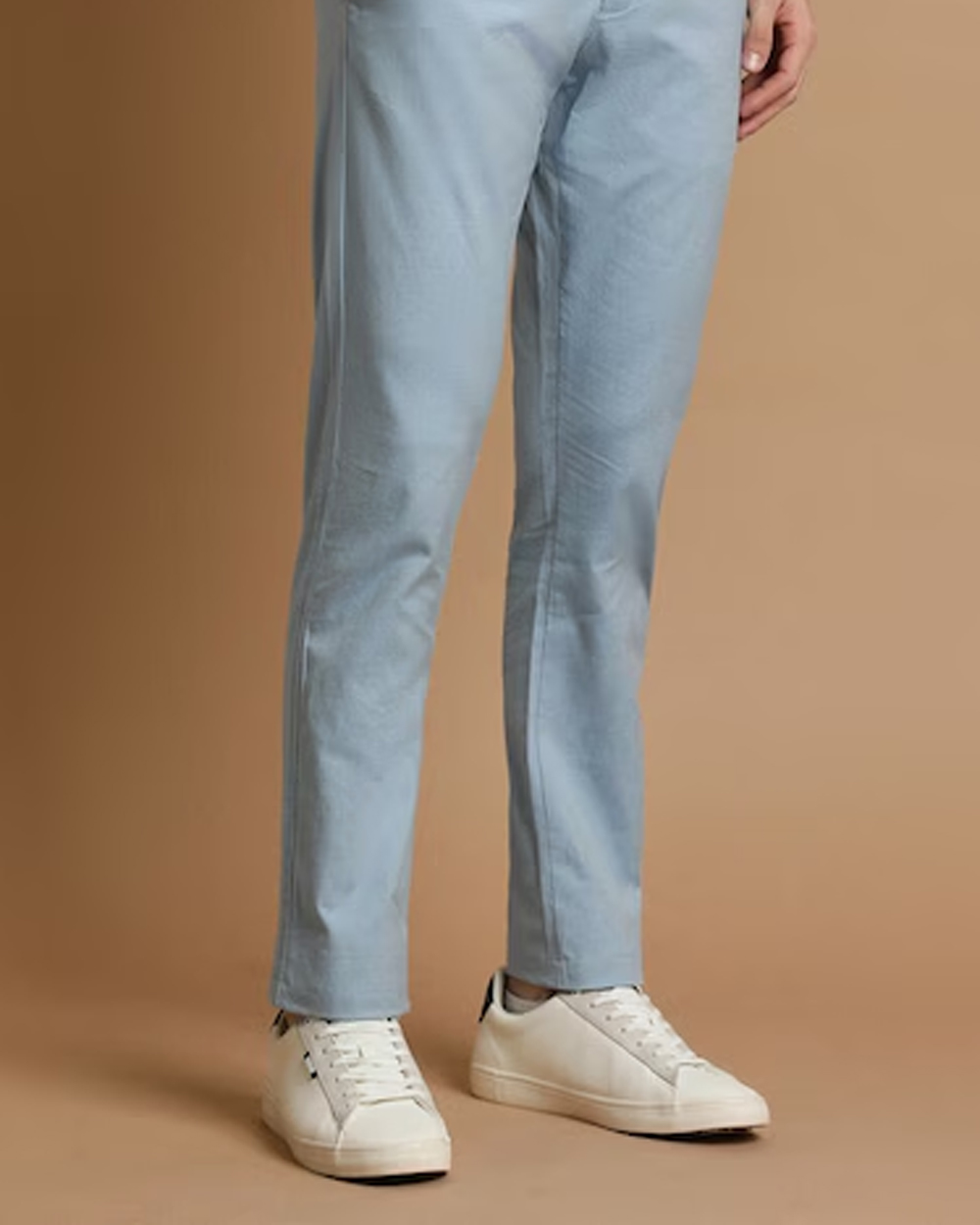 Men Blue Slim Fit Solid Formal Trousers